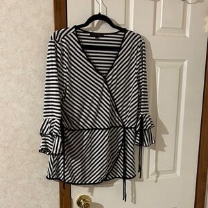 Atelier 29 Chic Striped Wrap Blouse size XL & NWOT!